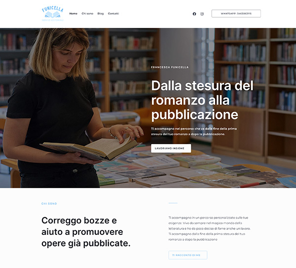 Screenshot del sito web di Funicella Servizi Editoriali