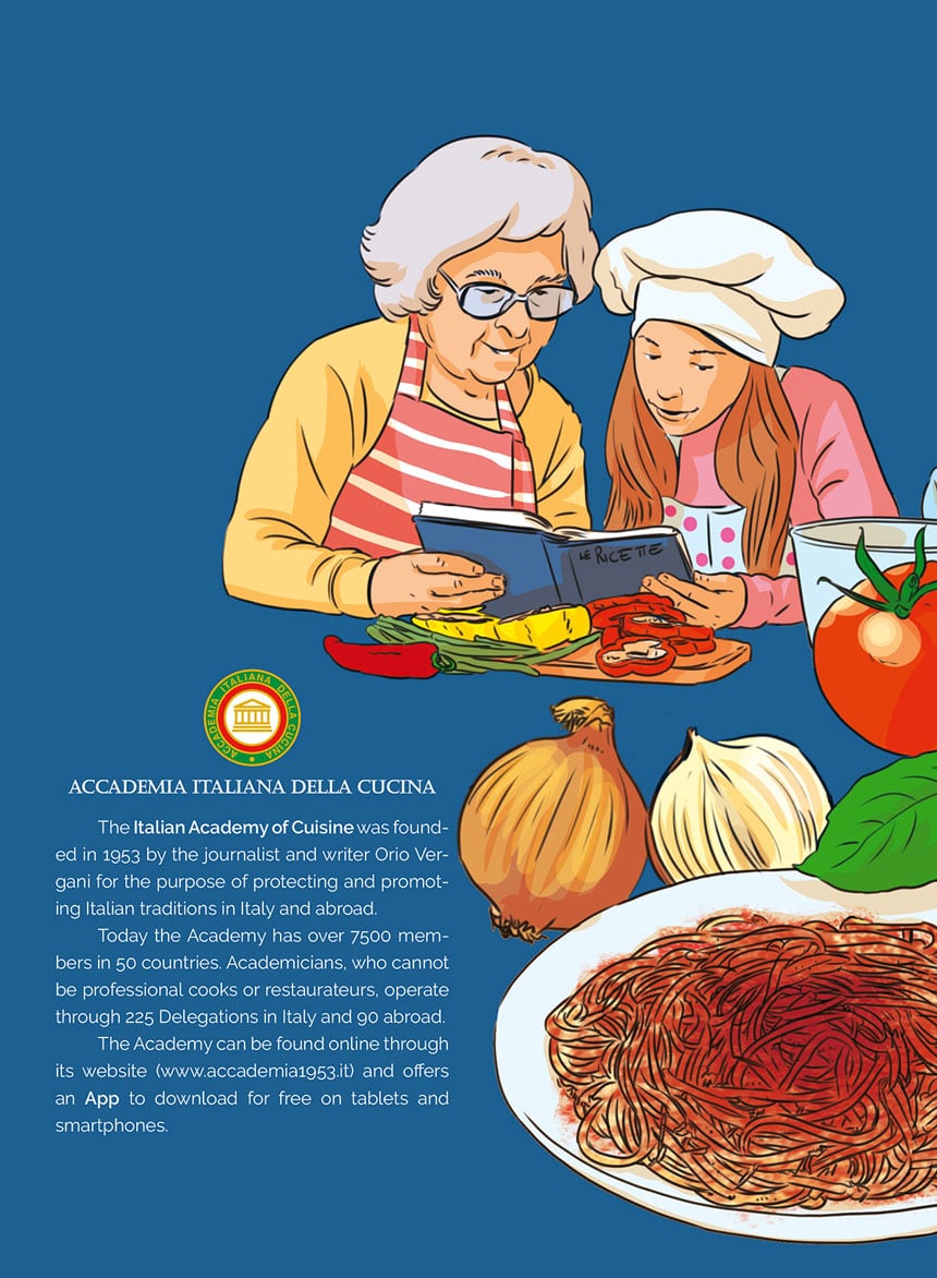 Tavola interna della graphic novel che mostra una nonna che insegna a cucinare alla nipote