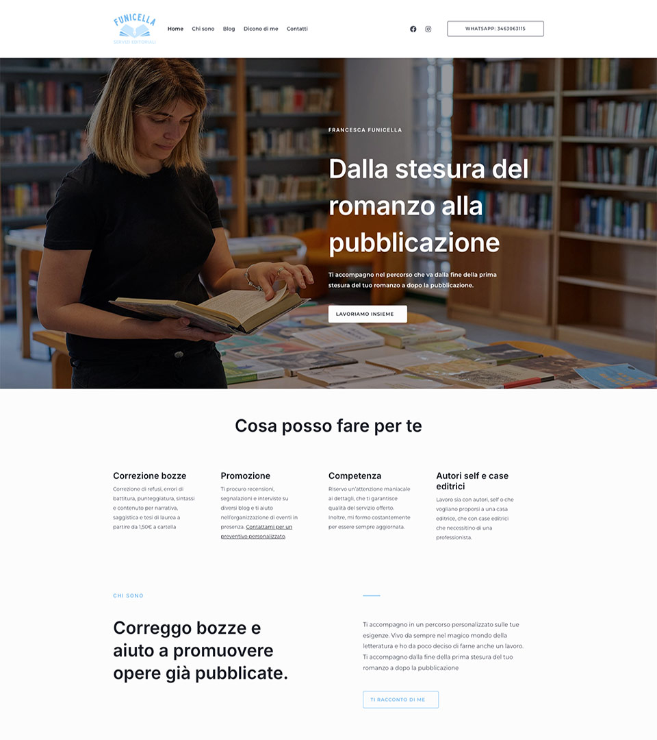 Lo screenshot della home page del sito web funicellaservizieditoriali.it