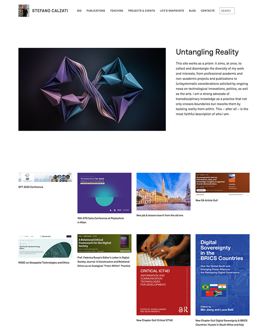 Lo screenshot del sito web stefanocalzati.it